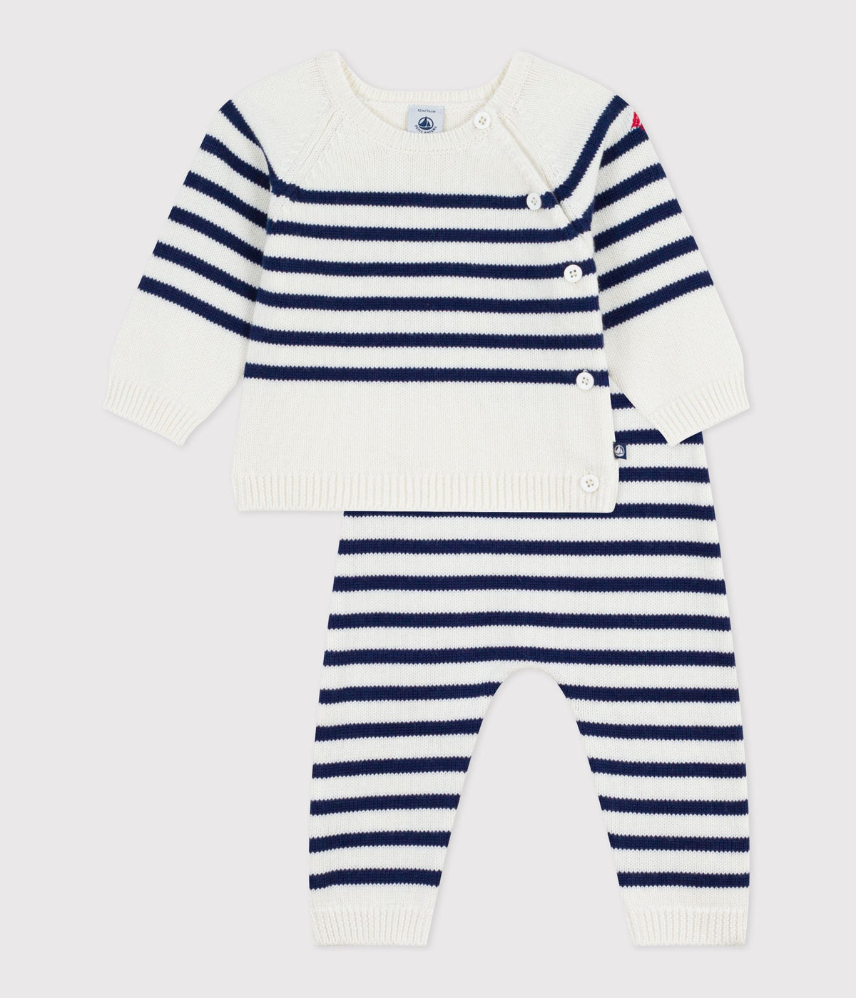 Ensemble 2 pièces bébé rayure marinière en tricot – F1