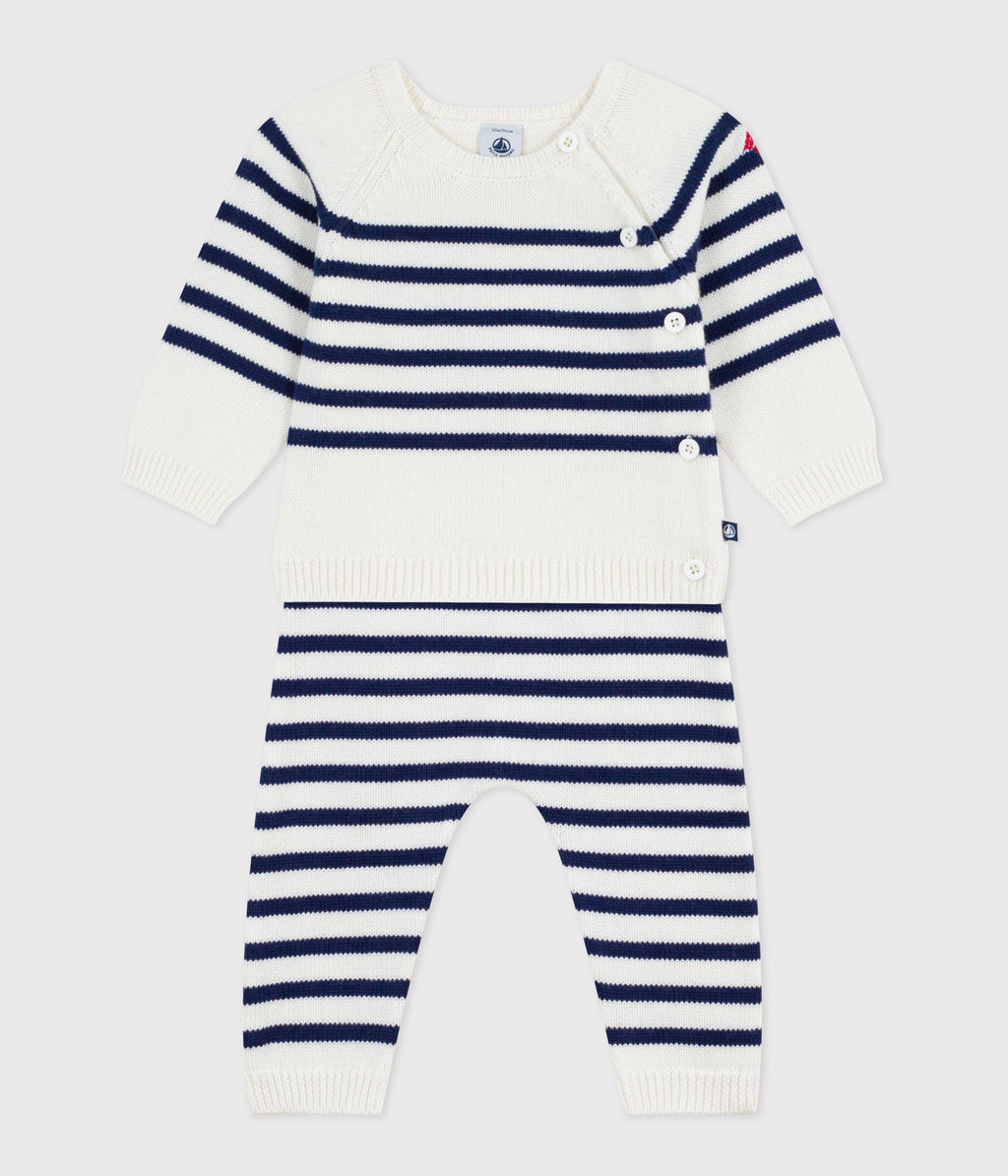 Ensemble 2 pièces bébé rayure marinière en tricot – F2