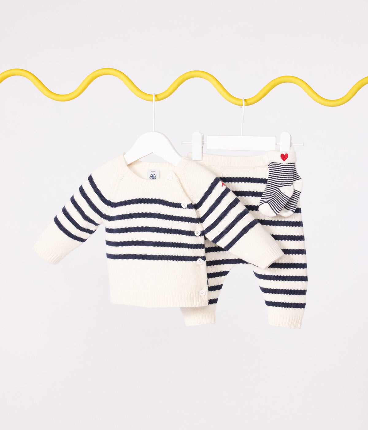 Ensemble 2 pièces bébé rayure marinière en tricot – J1