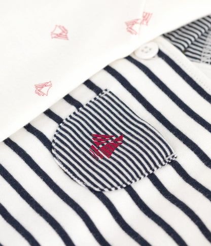 Ensemble salopette bébé rayure marinière et body imprimé