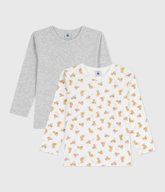Lot de tee-shirts enfant en coton manches longues imprimé léopards