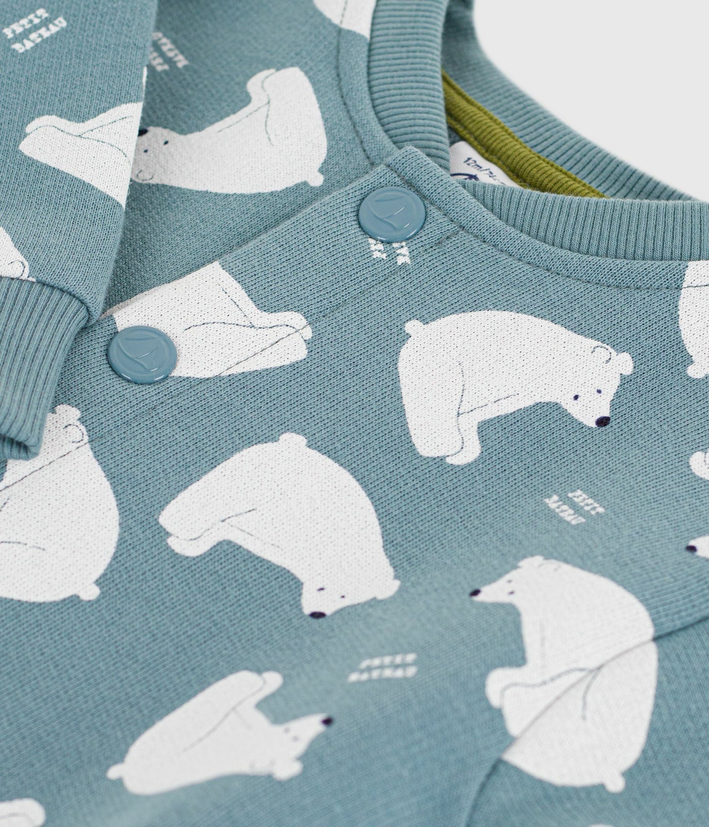 Combinaison longue bébé en coton imprimé ours blanc