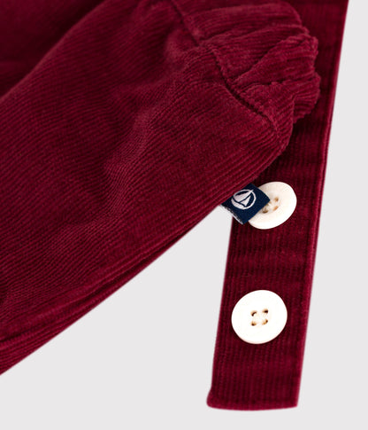 Short à bretelles bébé en velours uni