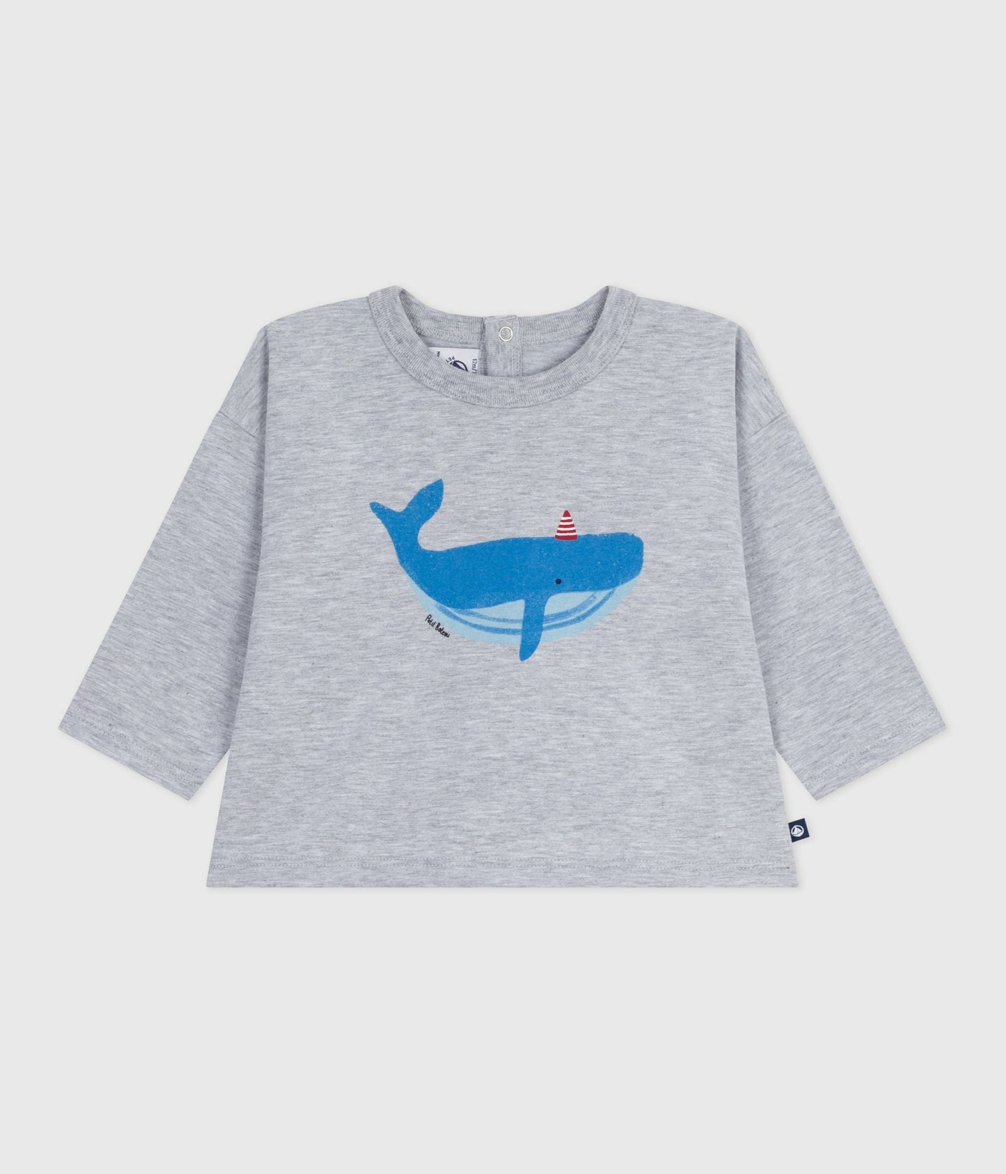 Tee-shirt bébé en coton à manches longues, motif baleine