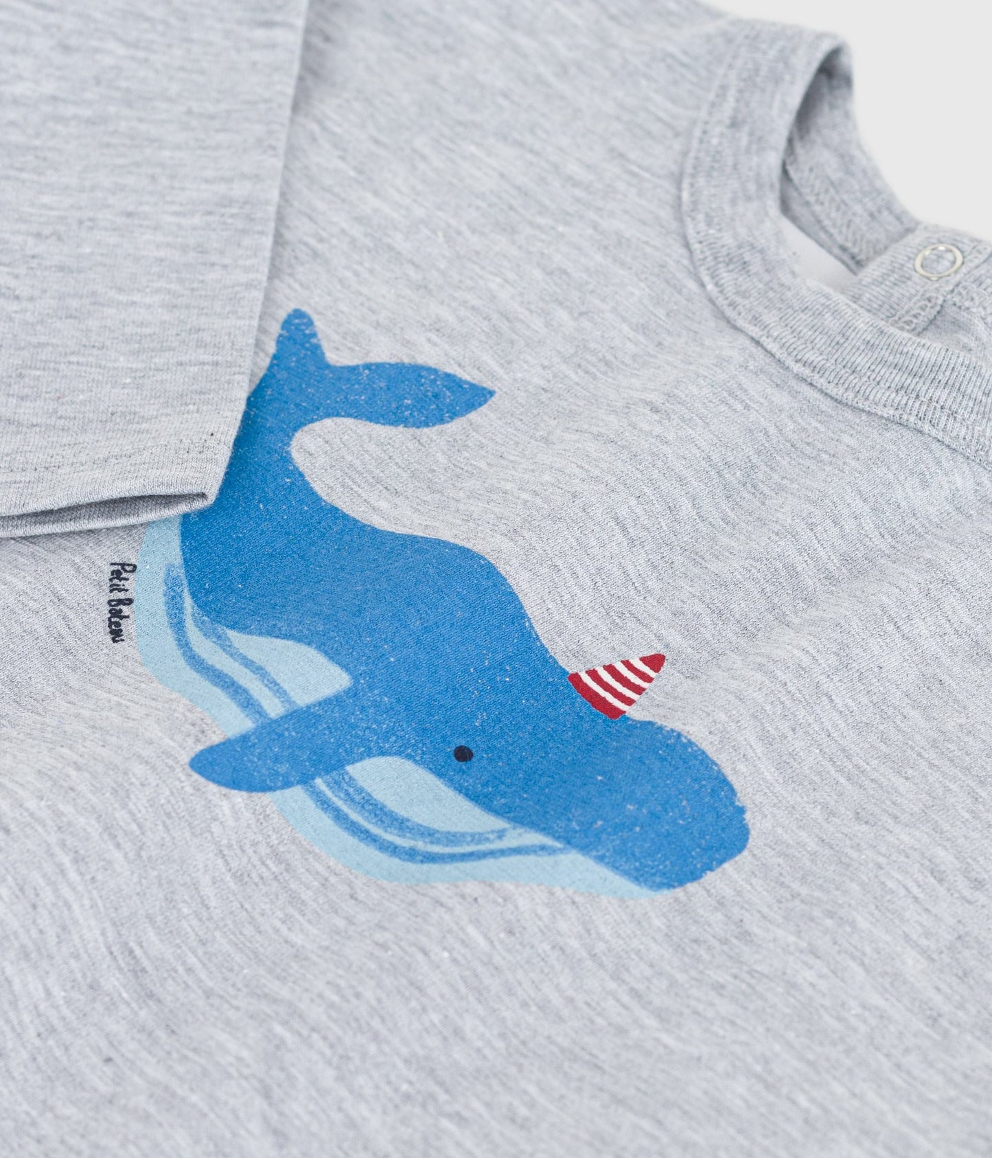 Tee-shirt bébé en coton à manches longues, motif baleine