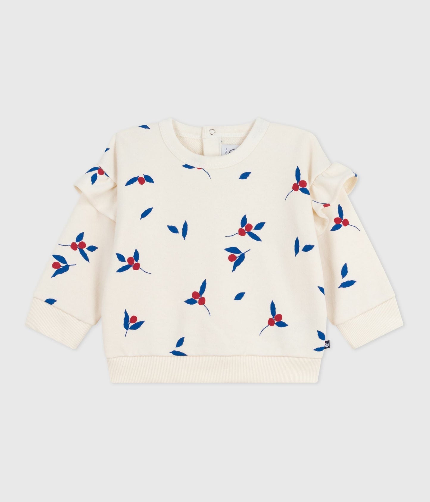 Sweatshirt bébé en coton imprimé baies à volants