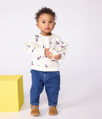 Sweatshirt bébé en coton imprimé baies à volants