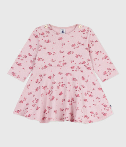 Robe bébé en coton manches longues imprimée fleurs