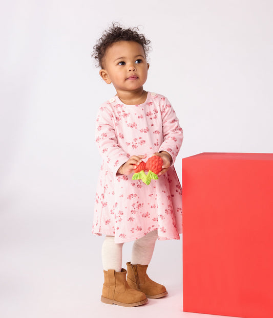 Robe bébé en coton manches longues imprimée fleurs
