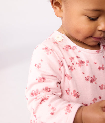 Robe bébé en coton manches longues imprimée fleurs