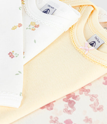 Lot de bodies manches longues en coton imprimé fleuri bébé