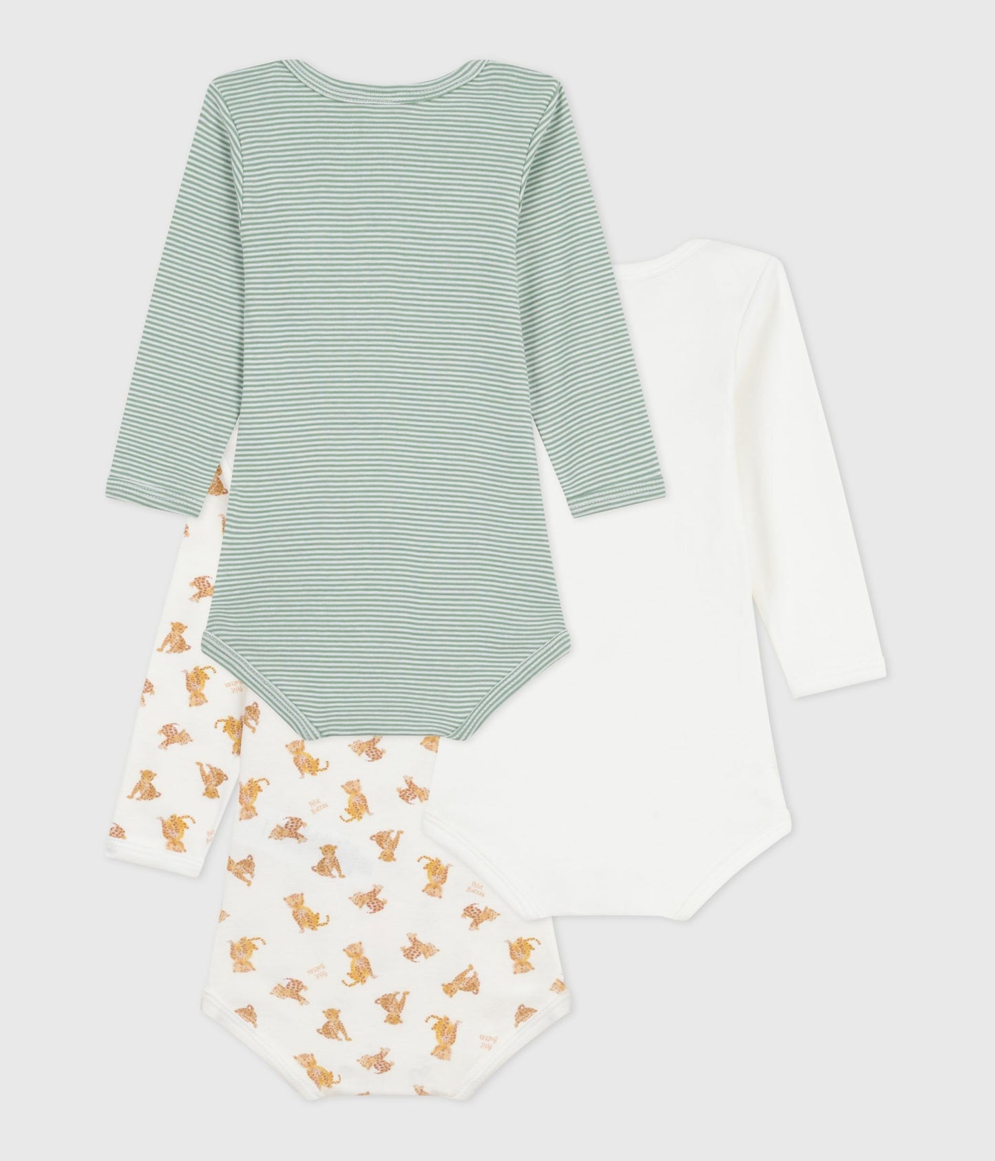 Lot de bodies manches longues en coton imprimé léopards bébé