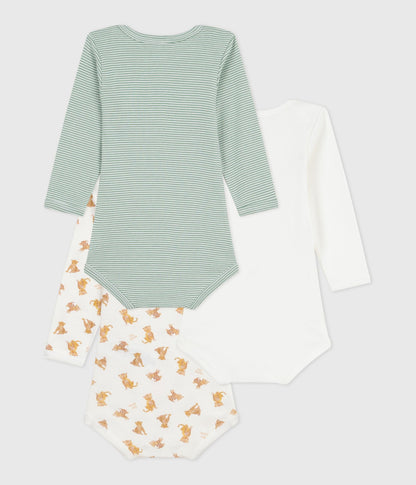 Lot de bodies manches longues en coton imprimé léopards bébé