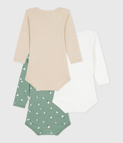 Lot de bodies manches longues en coton imprimé moutons bébé