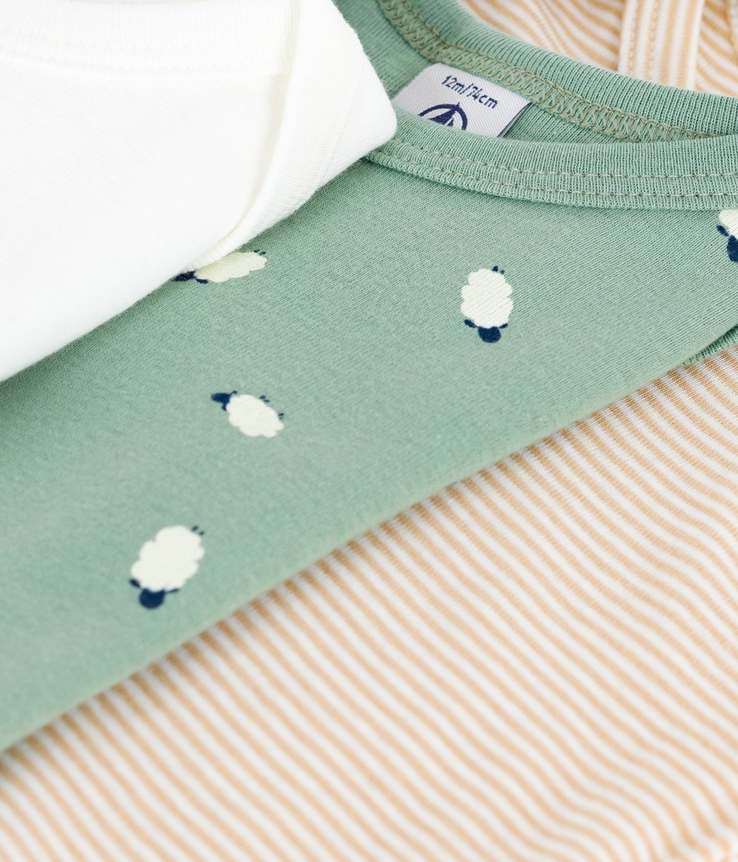 Lot de bodies manches longues en coton imprimé moutons bébé