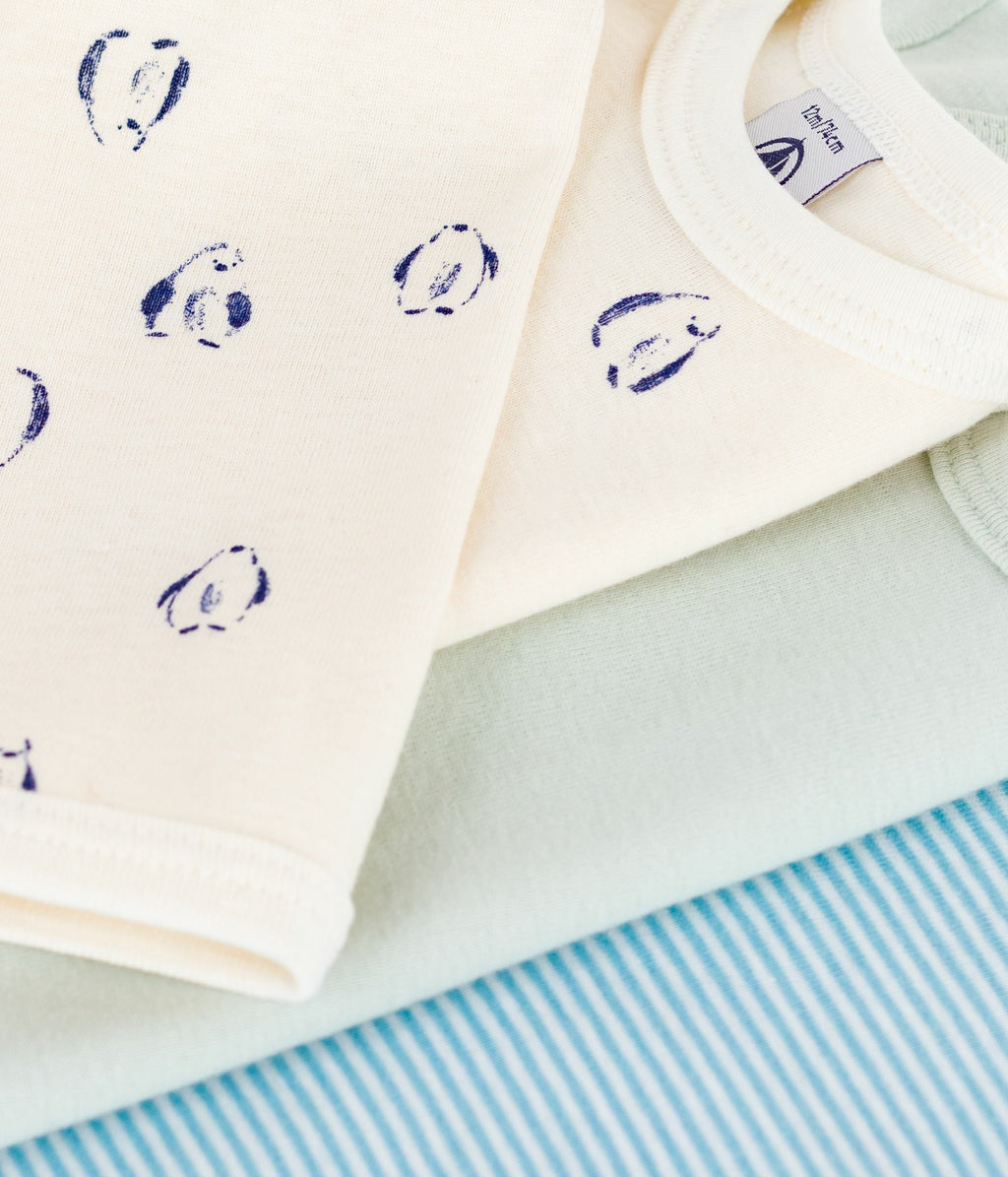 Lot de bodies manches longues en coton imprimé pingouins bébé