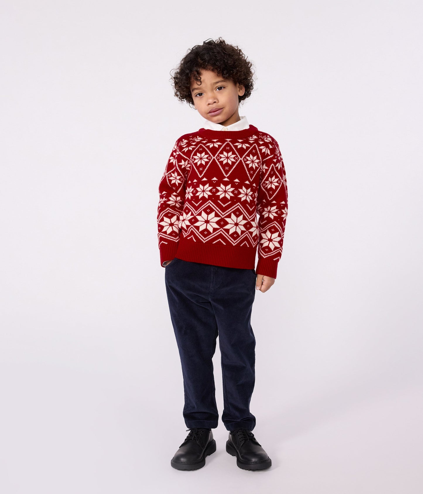 Pull enfant en laine et coton à motifs