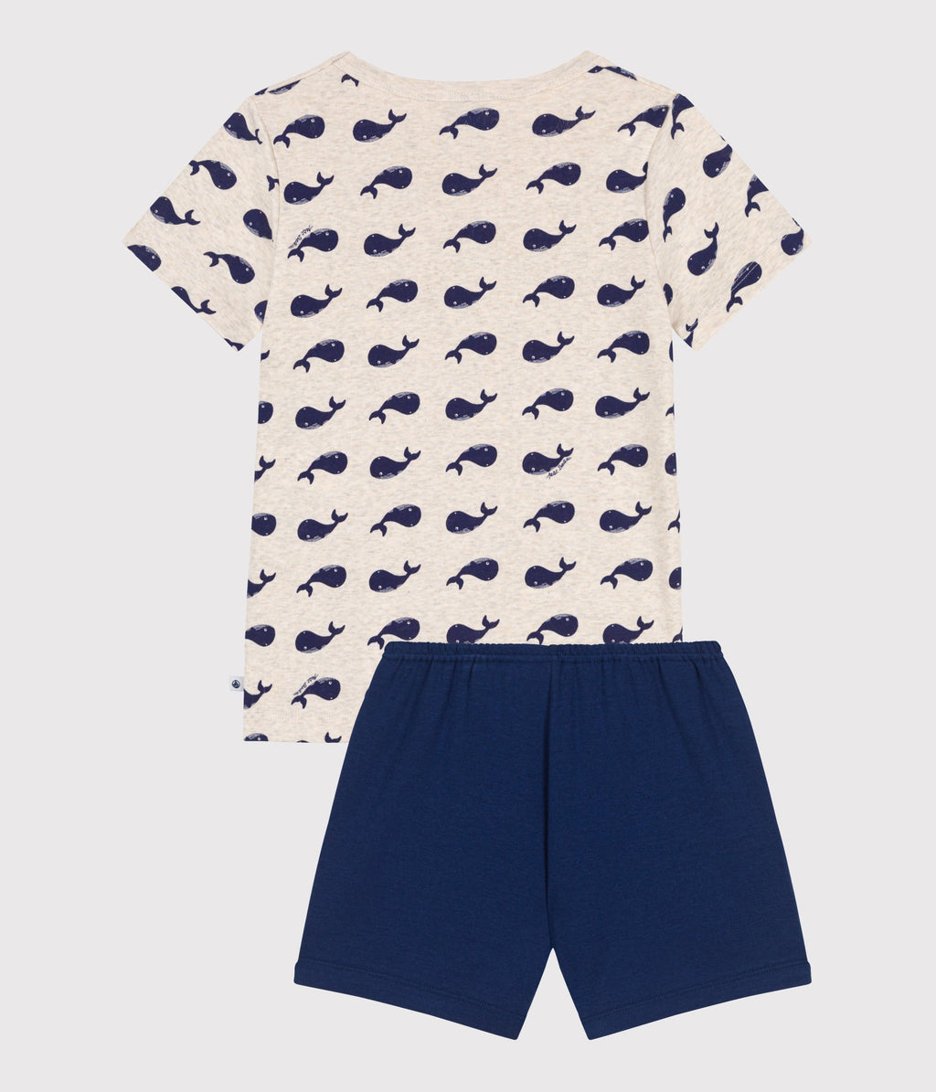 Pyjama short enfant en coton imprimé baleines – D1