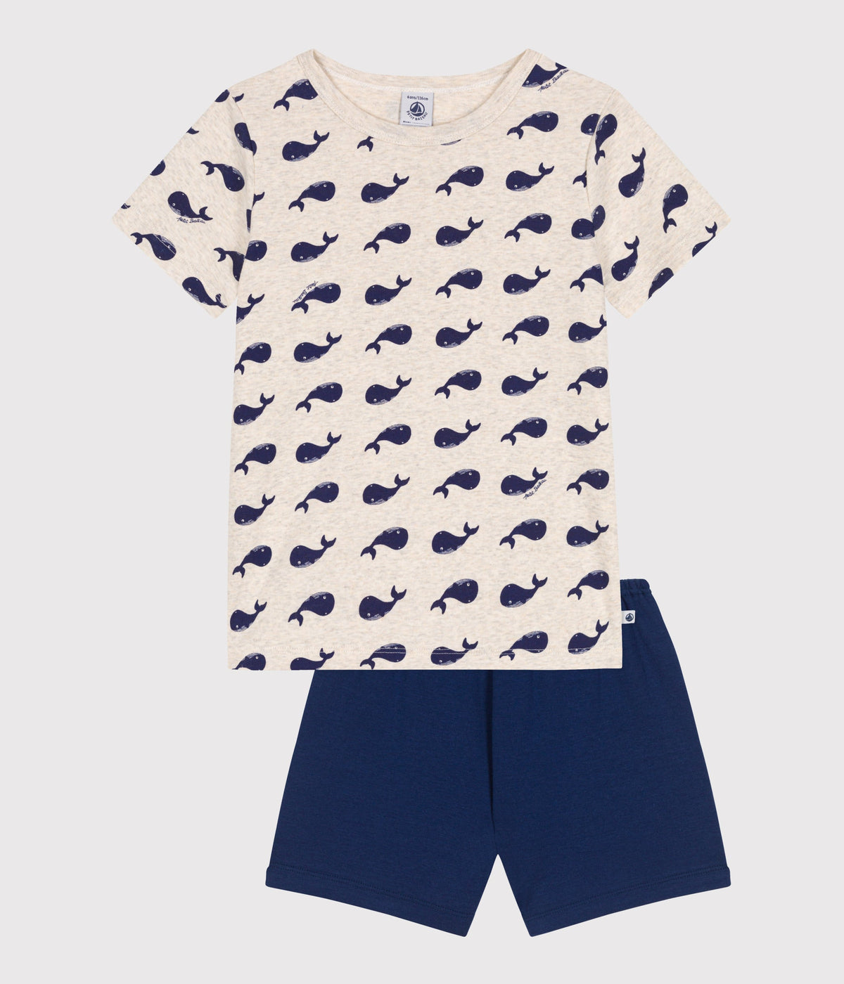 Pyjama short enfant en coton imprimé baleines – F1