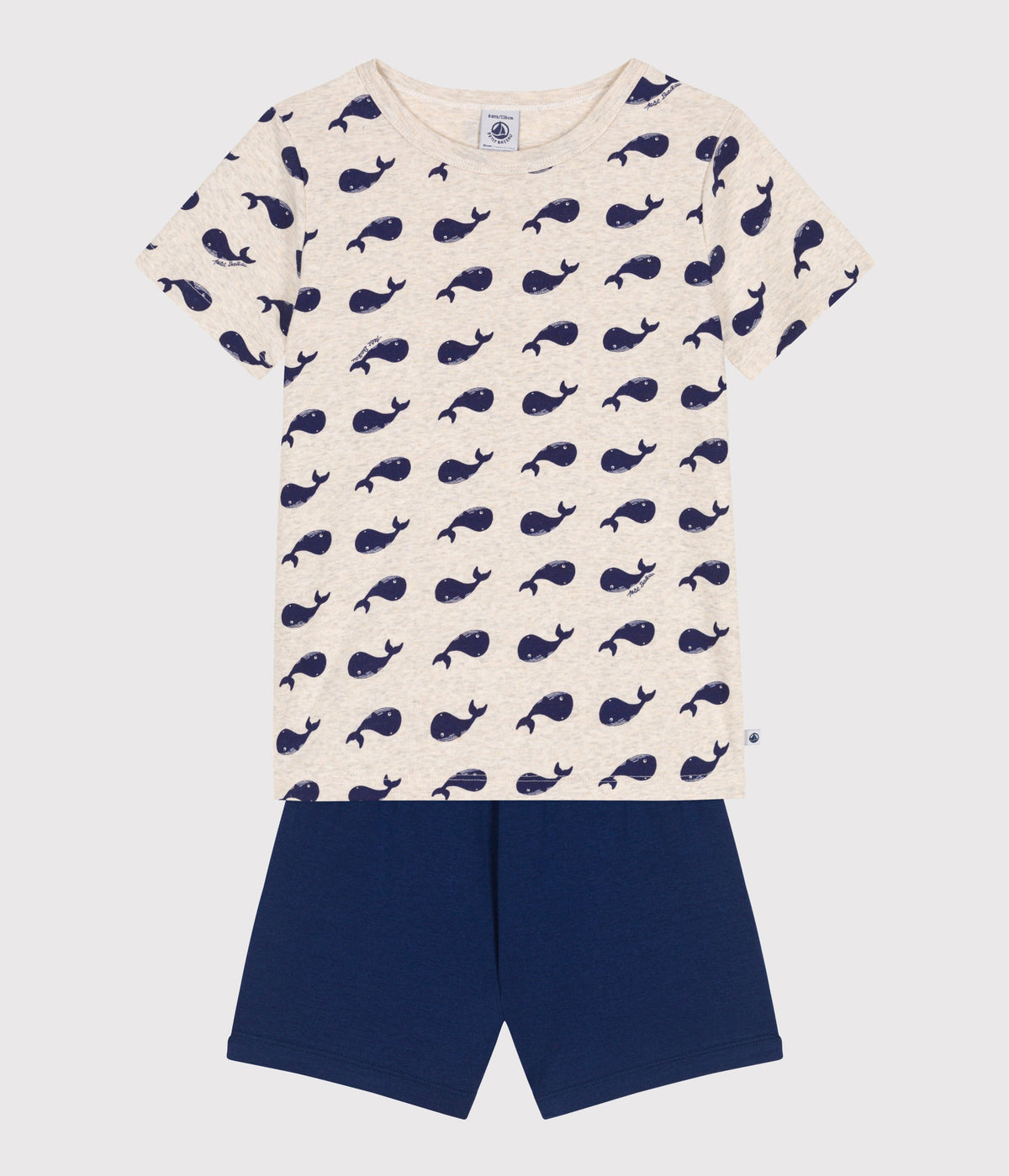 Pyjama short enfant en coton imprimé baleines – F2
