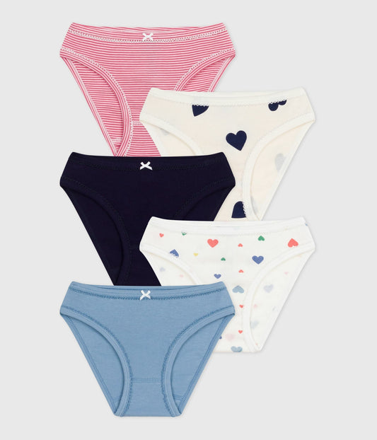 Lot de culottes enfant en coton imprimé cœurs