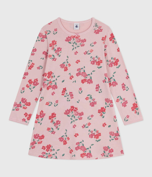 Chemise de nuit enfant en coton imprimé fleurs