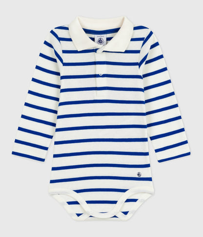 Body bébé en coton col polo rayé