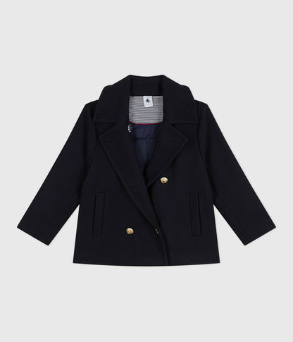 Caban enfant en draps de laine uni