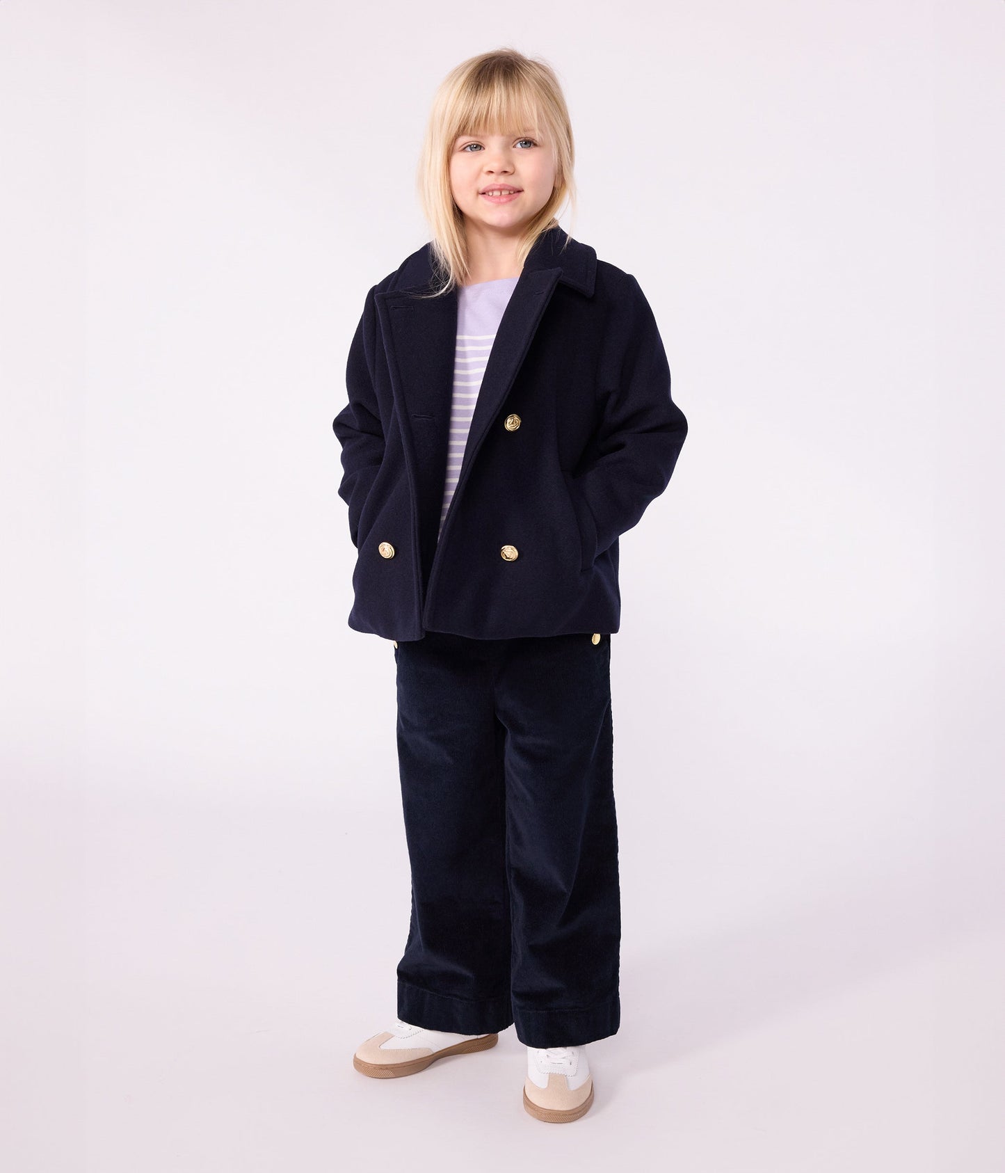 Caban enfant en draps de laine uni