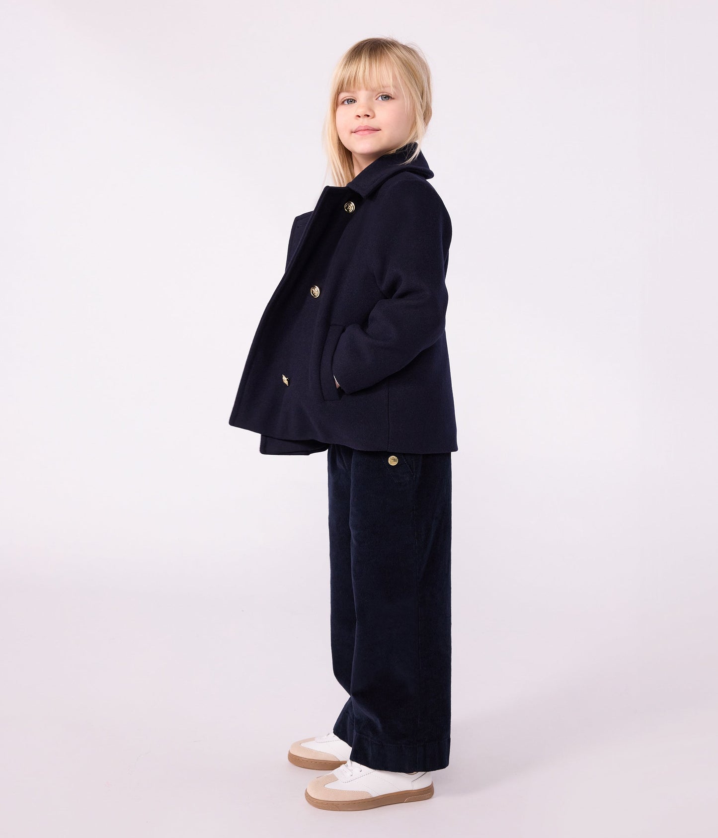 Caban enfant en draps de laine uni