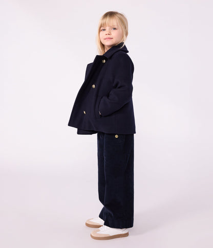 Caban enfant en draps de laine uni