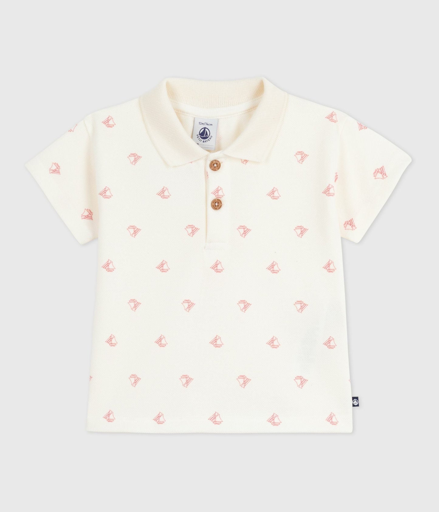 Polo bébé en coton à manches courtes imprimé bateaux vintage