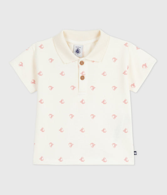 Polo bébé en coton à manches courtes imprimé bateaux vintage