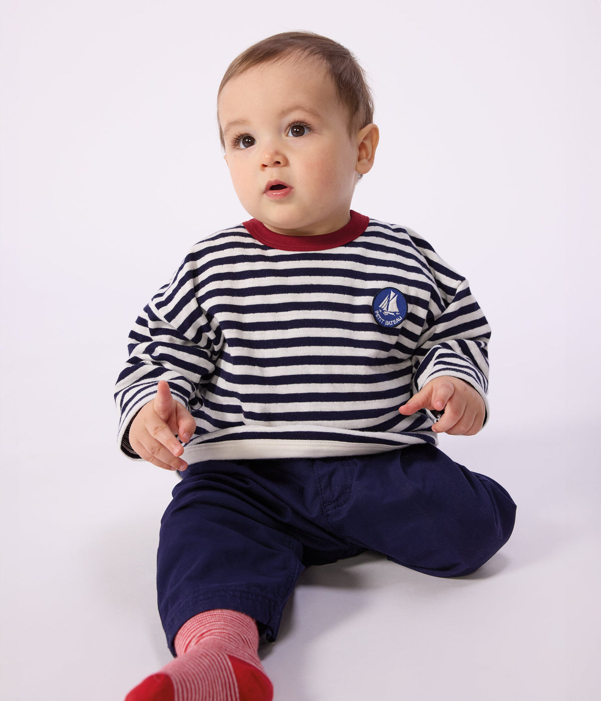 Tee-shirt bébé en coton à manches longues, rayé – J2
