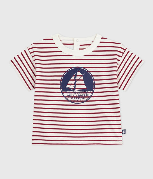 Tee-shirt bébé en coton manches courtes rayé