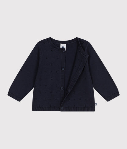 Cardigan bébé en tricot de coton uni