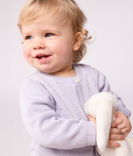 Cardigan bébé en tricot de coton uni