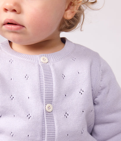 Cardigan bébé en tricot de coton uni