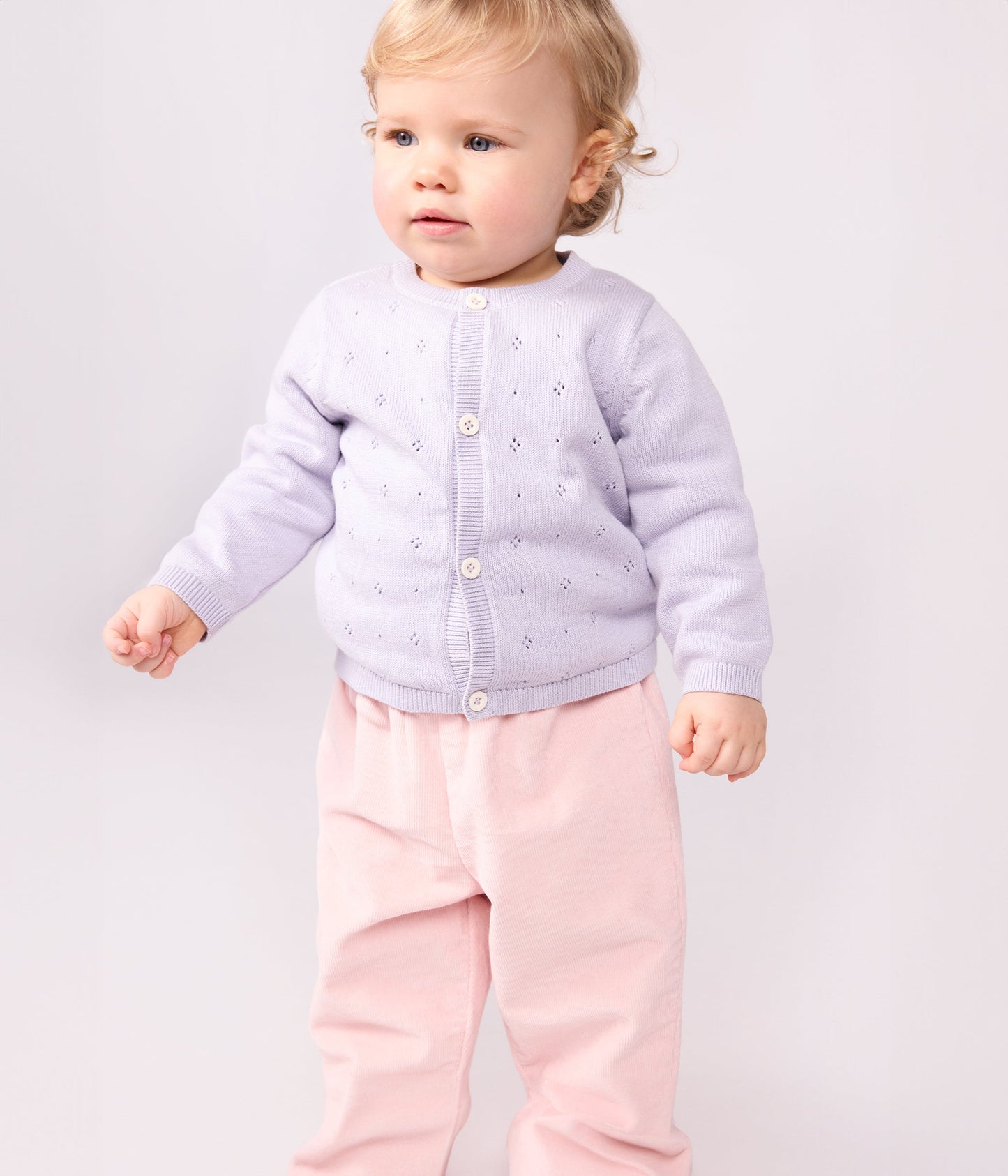 Cardigan bébé en tricot de coton uni