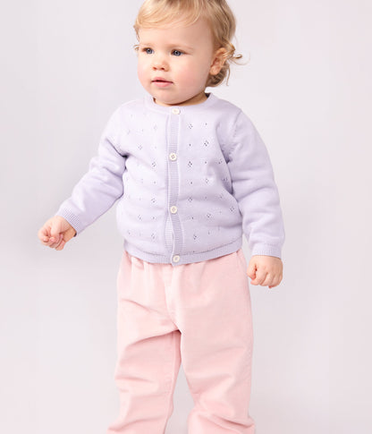 Cardigan bébé en tricot de coton uni