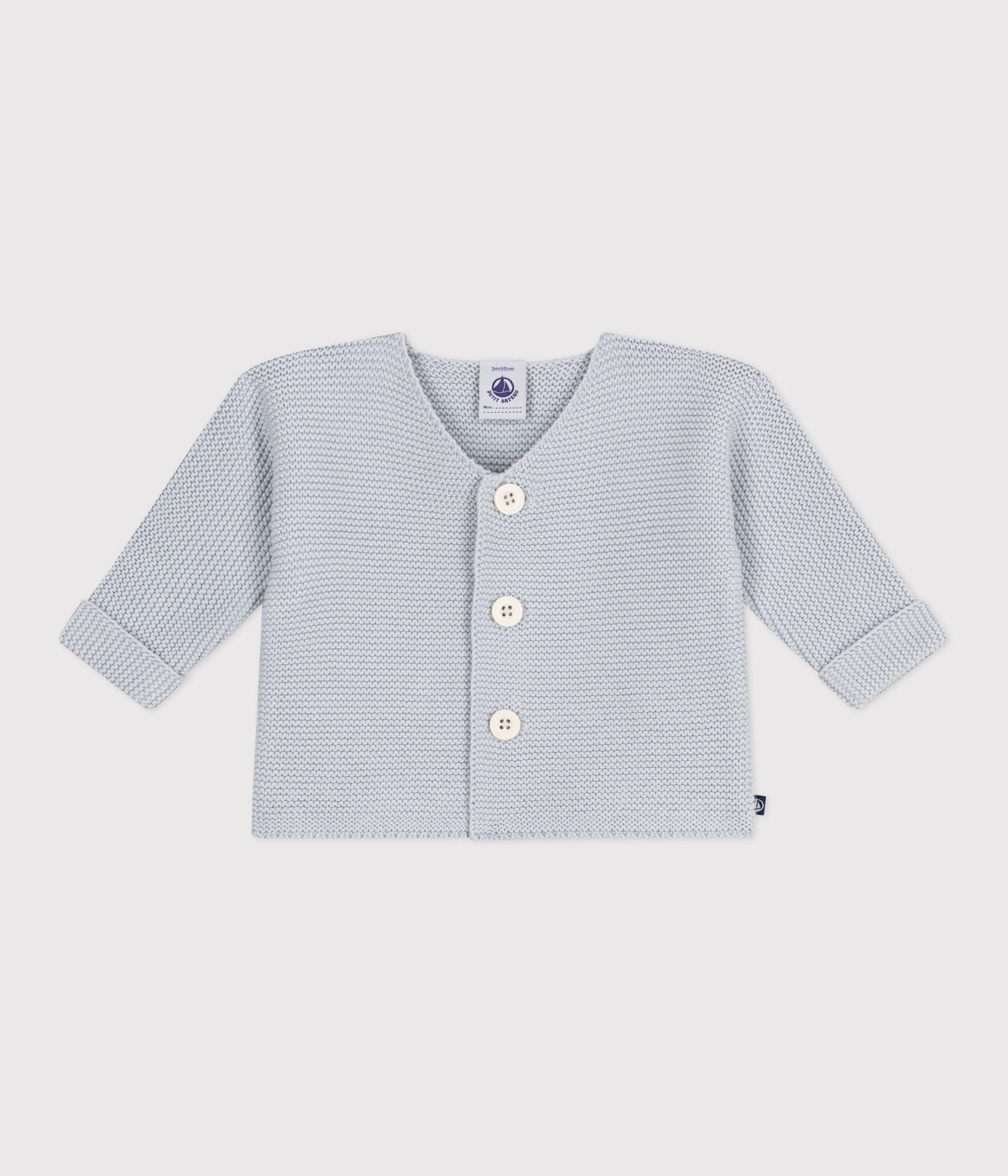 Cardigan bébé tricot point mousse en coton