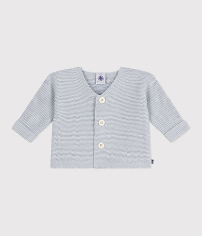 Cardigan bébé tricot point mousse en coton