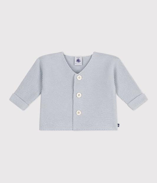Cardigan bébé tricot point mousse en coton
