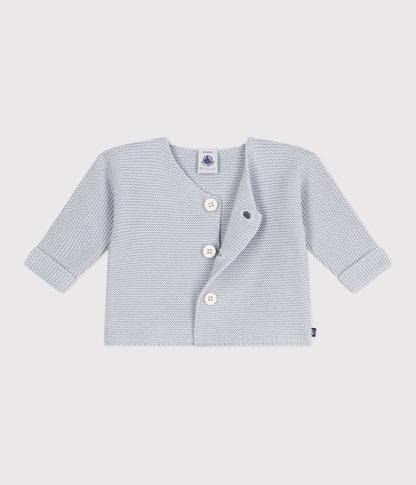Cardigan bébé tricot point mousse en coton