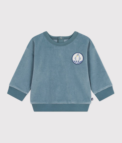 Sweatshirt bébé en bouclette velours uni