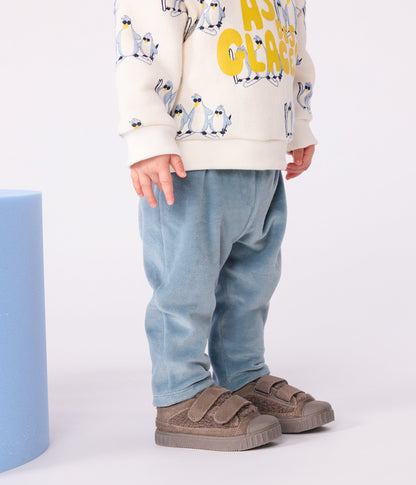Pantalon bébé en bouclette velours uni