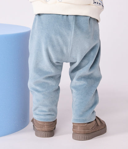 Pantalon bébé en bouclette velours uni
