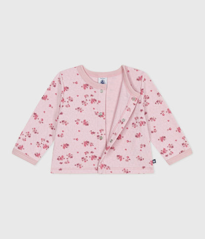 Cardigan bébé en coton, imprimé à fleurs