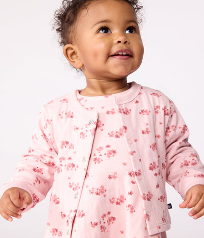 Cardigan bébé en coton, imprimé à fleurs