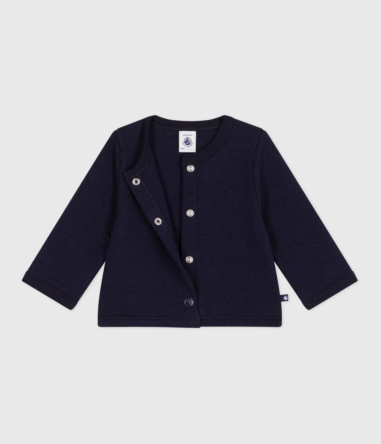 Cardigan bébé en coton épais, motifs cœurs